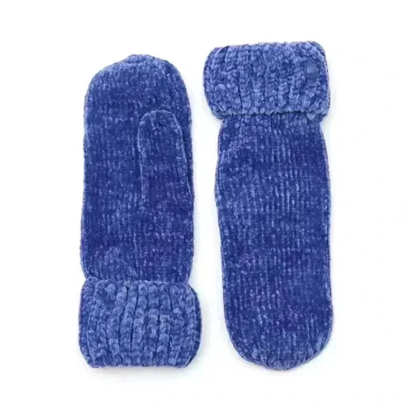 Kurt Geiger London women’s blue chunky ribbed chenille mittens size OS - Picture 2 of 7